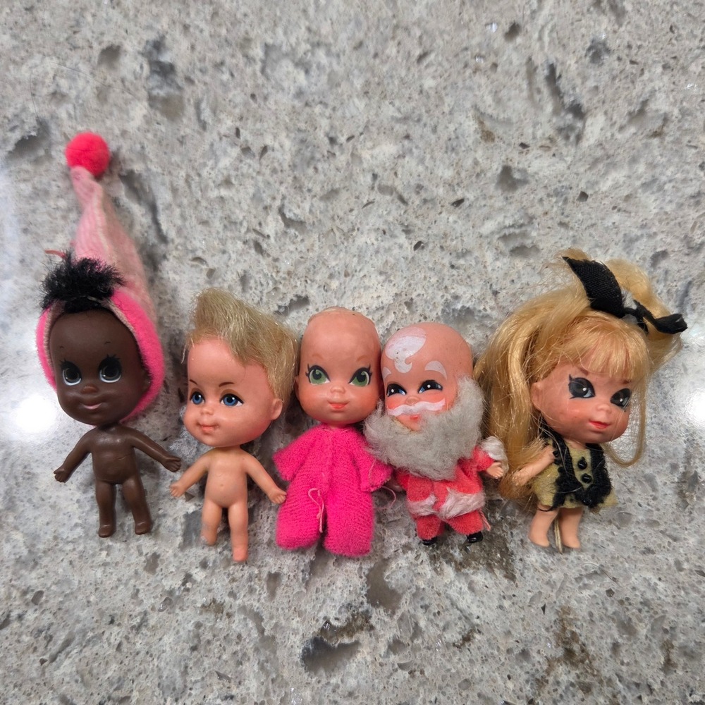Vintage Mattel Kewpie Style Miniature Dolls Lot of‎ 5 Taiwan Hong Kong